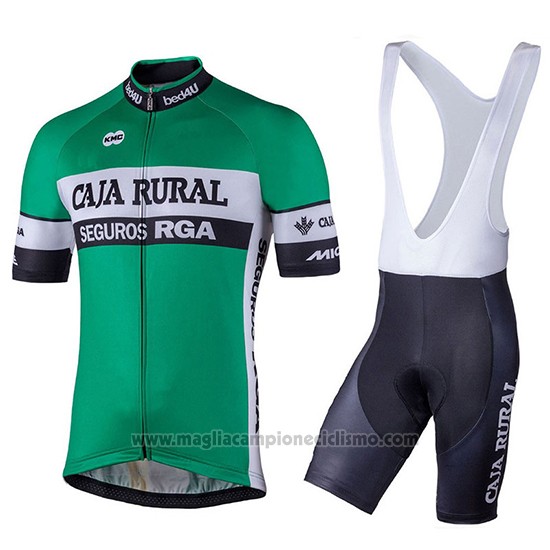 2018 Abbigliamento Ciclismo Caja Rural Verde Manica Corta e Salopette